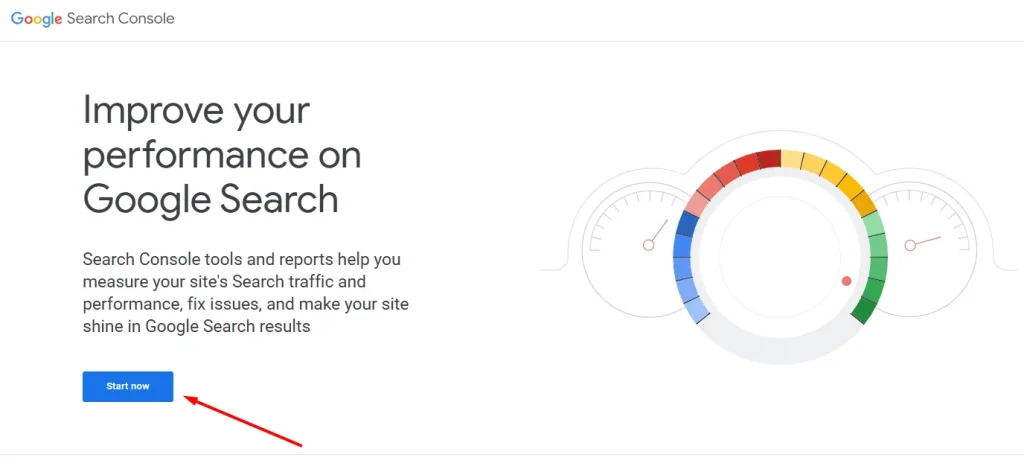 google search console click on start now