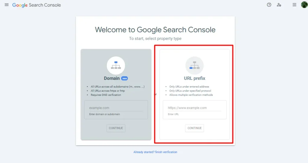 google search console property verification