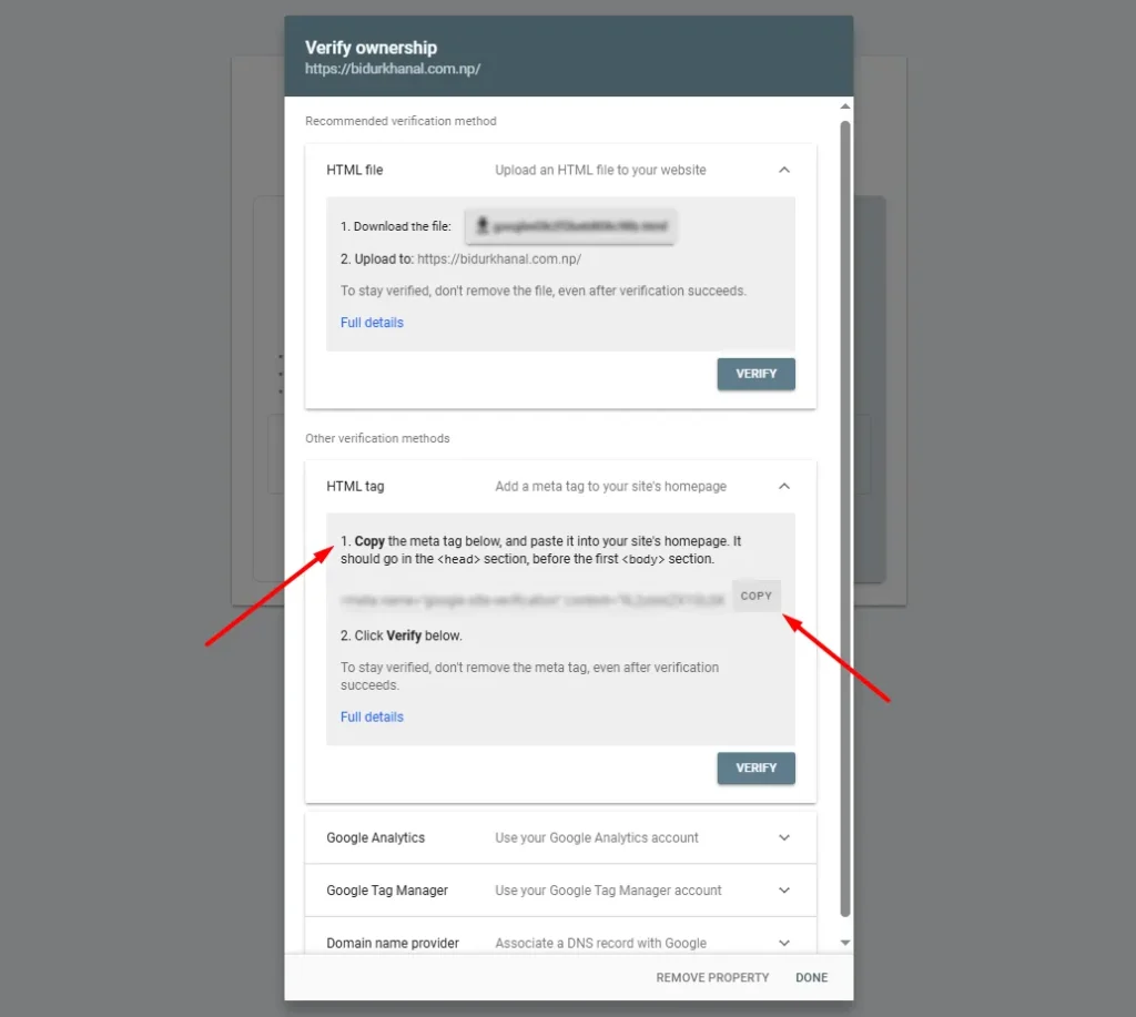 select html tag and copy the meta tag