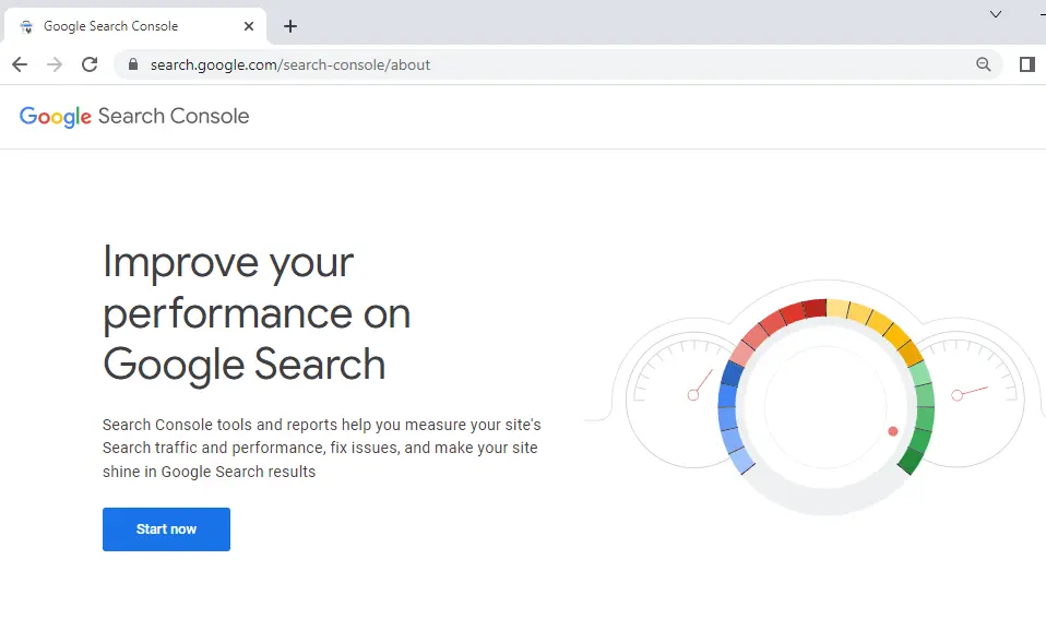 Google Search Console Start Page
